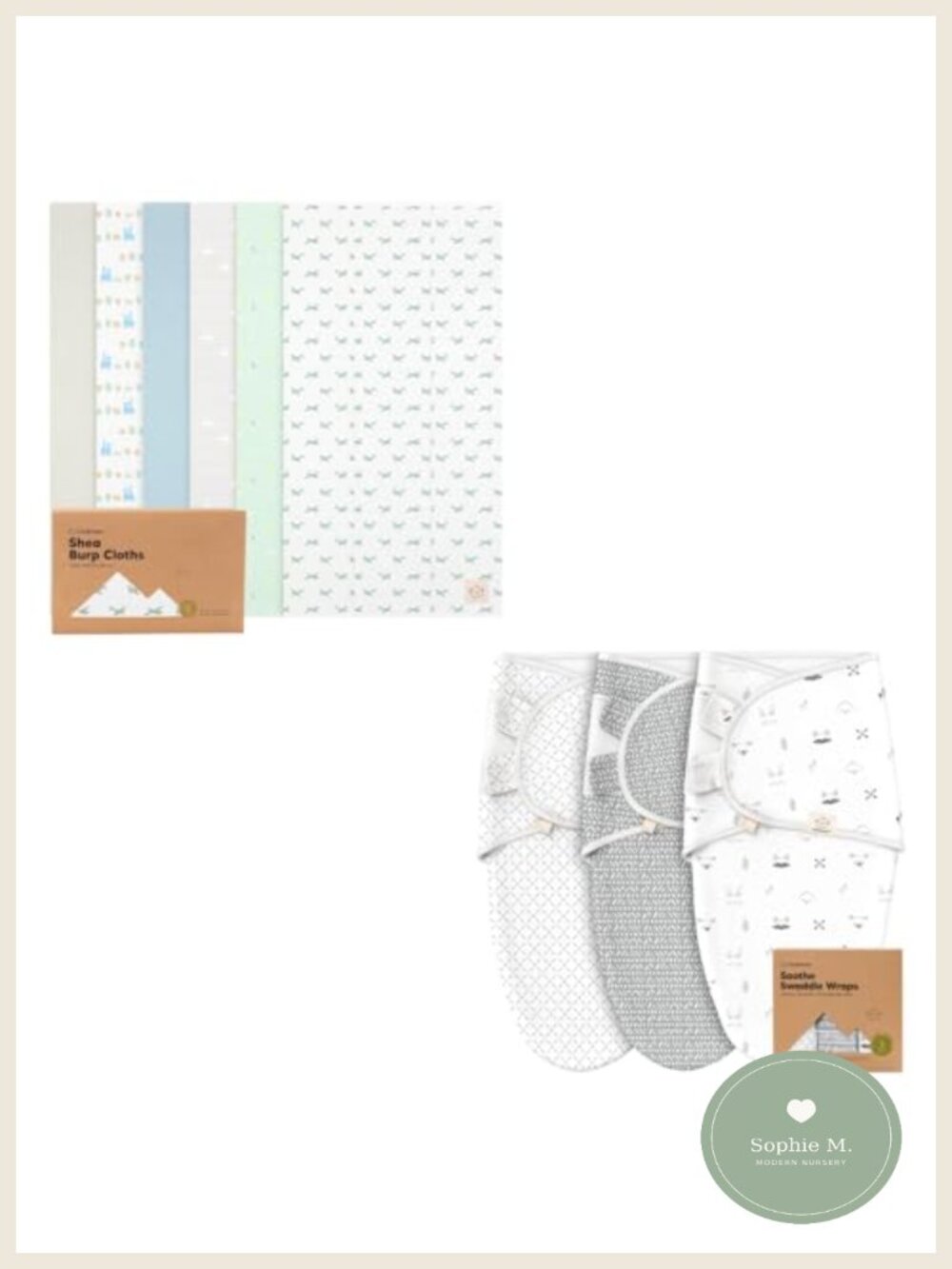 Organic Cotton Burp Cloths & Swaddle Sleep Sacks Set
